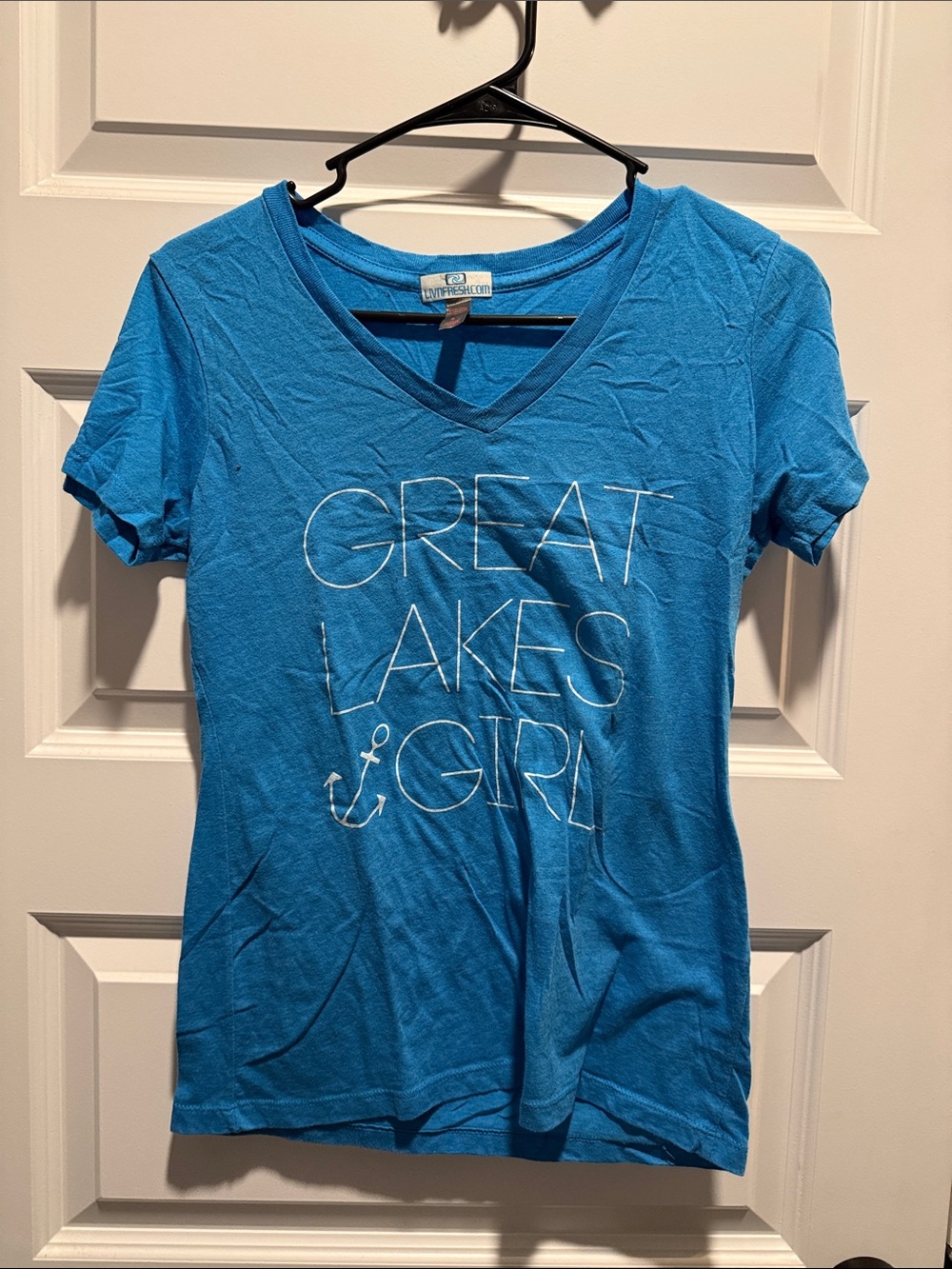 Great Lakes Girl V-Neck Tee - Bright Blue